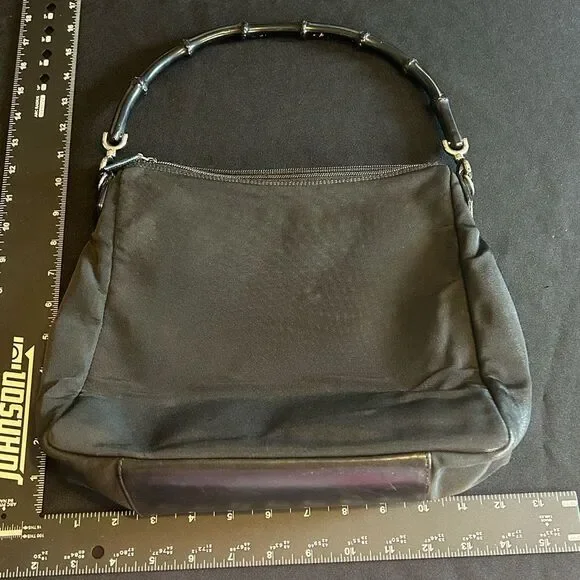 Gucci Diana Cloth & Leather Bamboo Black Women's Bag Excellent Condition - Picture 5 of 16